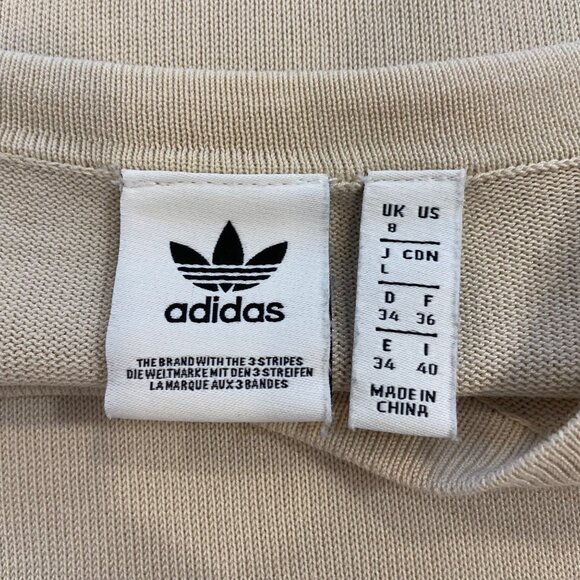 Adidas Womens cream Knit T-Shirt Dress With Sheer Stripe Detail & Short Sleeves - Picture 2 of 16